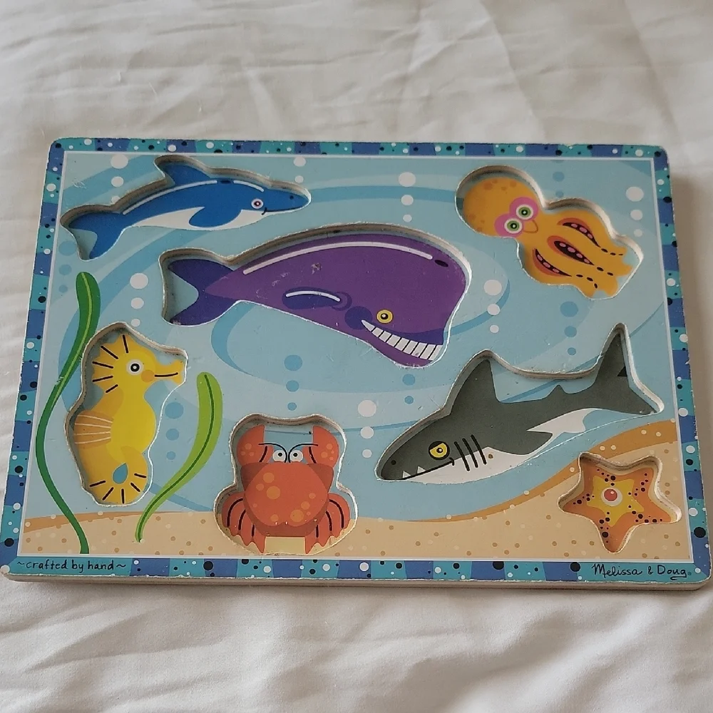 Melissa & Doug Sea Creatures Wooden Puzzle, 7 Pieces